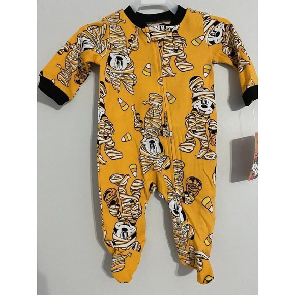 BABY UNISEX DISNEY MICKEY & MINNIE HALLOWEEN ONE PIECE ZIP UP SIZE 0-3 MONTHS - Picture 1 of 10